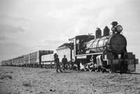 'a_h042 - circa 1930 - Central Australia Railway NM 25 on cattle train'