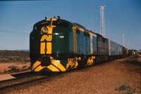 'a_m0032 - circa 1990 - Spencer Junction - GM 1 ANR Green + Train'