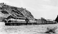 The narrow gauge Ghan at Alice Springs, circa 1960s.
