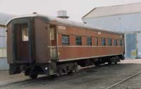 'b03-14b - 19.08.1987 - Former South Australian Railways "750" car now reclassified as a "BE" car stored inside the Port Augusta workshops.'