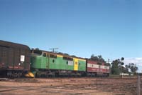 1.9.1985 Peterborough Indian Pacific GM9 (silver) + GM1 (green)