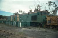 2.5.1989 Port Lincoln locos NT73 + NT69 along side of NOB vans + ENOG29