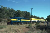 'cd_p0110850 - 18<sup>th</sup> April 1993 - Angaston - Explorer - Engine 961 + steel cars'