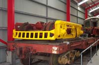 'cd_p1000301 - 9<sup>th</sup> February 2001 - National Railway Museum - Port Adelaide - Budd railcar bogies - being painted yellow'
