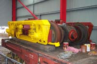 'cd_p1000302 - 9<sup>th</sup> February 2001 - National Railway Museum - Port Adelaide - Budd railcar bogies - being painted yellow'