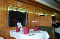 9.8.2002 Port Pirie - interior of carriage DC100 in platform set up for dining