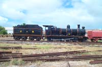 'cd_p1005962 - 31<sup>st</sup> December 2002 - National Railway Museum - Port Adelaide - G1 in a shunt with various items of rollingstock.'