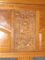 'cd_p1028564 - 9<sup>th</sup> April 2006 - Keswick  Interior SS 44 - Prince of Wales car - lounge area - carved coat of arms panel'