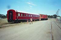 'ir_are107 - 18<sup>th</sup> November 2001 - ARE 107 was being shunted at Midland Workshops  by South Spur Rail Services K-205. It was making up the Federation Train to take to the ARHS Rail Museum at Bassendean.'