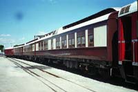 'ir_fedtrain - 18th November 2001 - AVEP 350, Federation Train (BRBF 1, AF 26 and D 20),  and Wegmann car ARE 107 at Midland Workshops.'