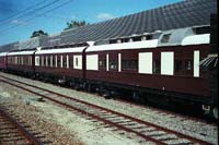 'ir_fedtrn4 - 27th October 2001 - AVEP 350, Federation Train (BRBF 1, AF 26 and D 20),  and Wegmann car ARE 107 at East Perth Terminal (with the station canopy in behind the train were when the train was open for public inspection).'