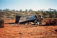 'pb_eca220 - 1997 - Remains of ECA 220 at Mt Christie after major accident which demolished the car.'