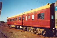 'pda_parlour_car_norman_view_1 - Thursday 2<sup>nd</sup> May 2002 - The Parlour car <em>Norman</em> at Warrnambool. It is seen here as part of the West Coast Railway Warrnambool May Racing Carnival 2003 Warrnambool Cup Race special. This carriage was built exclusively for use on the Spirit Of Progress in 1937, it is now available for hire by the general public for use on Special trains on the broad gauge. <p>West Coast Railway is the only mainline operator in Victoria that still run race trains to racing carnivals, Race trains where once a common occurrence to grace the Victorian Railways tracks but now except for the Warrnambool line, the race train is now a thing of the past.'