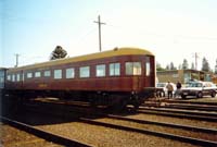 'pda_parlour_car_norman_view_4 - Thursday 2<sup>nd</sup> May 2002 - The Parlour car <em>Norman</em> at Warrnambool. It is seen here as part of the West Coast Railway Warrnambool May Racing Carnival 2003 Warrnambool Cup Race special. This carriage was built exclusively for use on the Spirit Of Progress in 1937, it is now available for hire by the general public for use on Special trains on the broad gauge. <p>West Coast Railway is the only mainline operator in Victoria that still run race trains to racing carnivals, Race trains where once a common occurrence to grace the Victorian Railways tracks but now except for the Warrnambool line, the race train is now a thing of the past.'