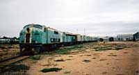 28.6.1996 GM33 + GM25 + GM19 + GM22 + GM35 + GM28 + GM18 and ALCO 966 at Port Augusta Workshops