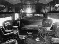Interior of Joint Stock Sleeping car smoking saloon, circa 1917.