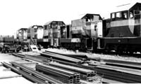 'sg51 - 1976 - MDH class locmotives at Port Augusta Workshop waiting to be scrapped. (photo: John Gordon)'