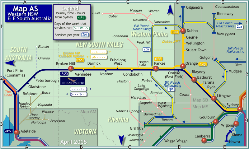 Rail Map of Western NSW and Eastern SA