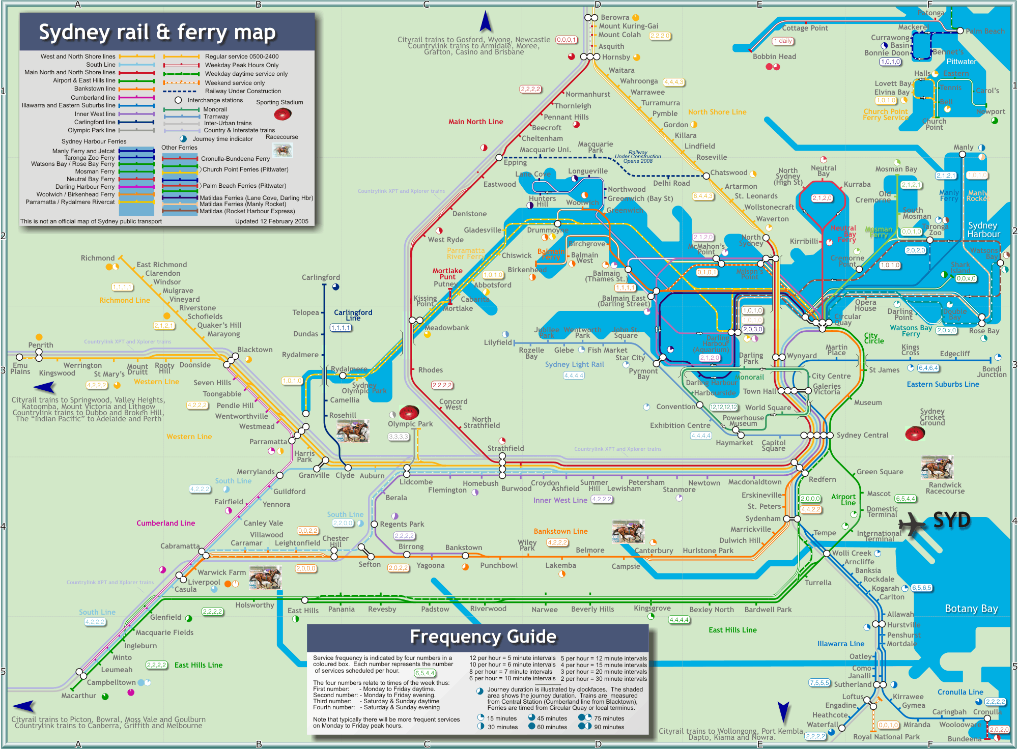 Rail and Ferry Map of Sydney and Suburbs