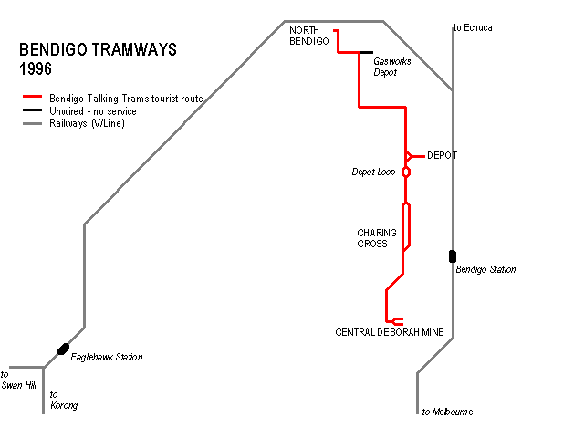 [Map of current Bendigo (talking
tram) system]