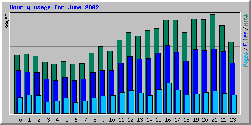 Hourly usage for June 2002